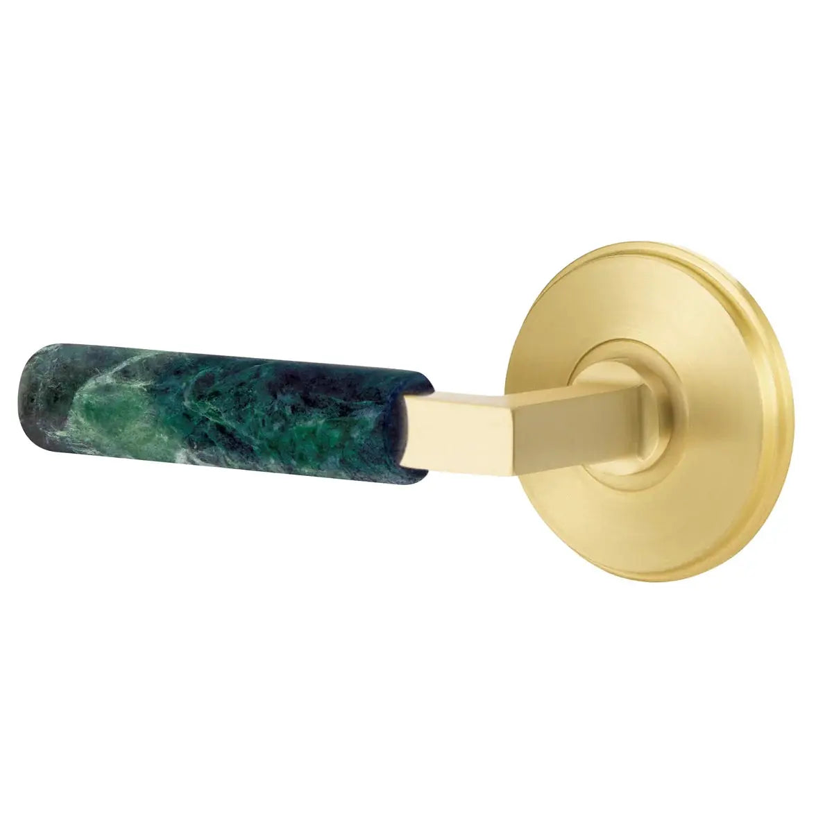 Emtek Green Marble Lever with Watford Rosette and L-Square Stem by Emtek