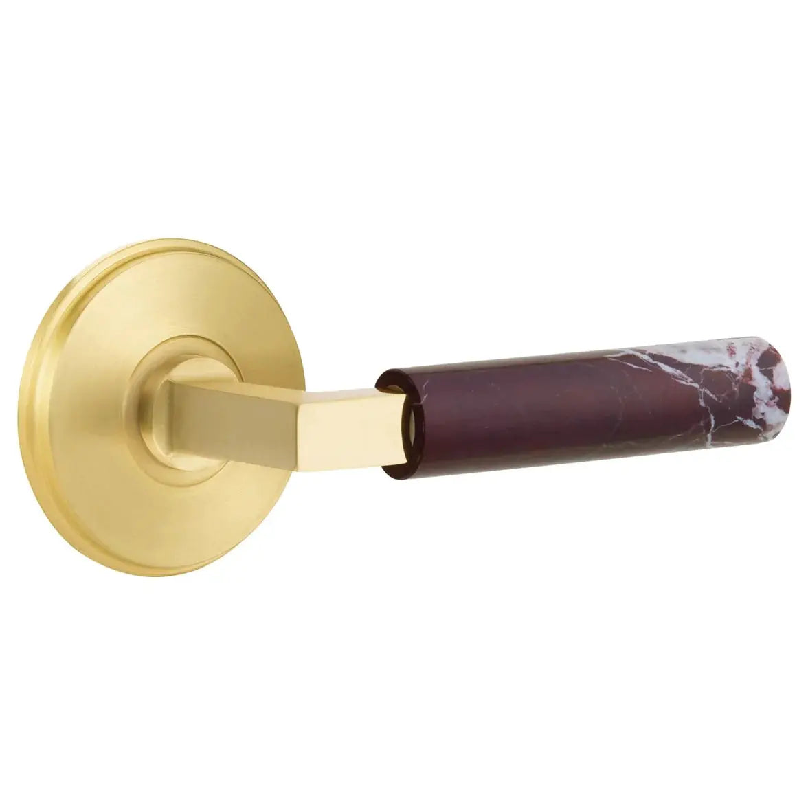 Emtek Rosso Levanto Marble Lever with Watford Rosette and L-Square Stem by Emtek