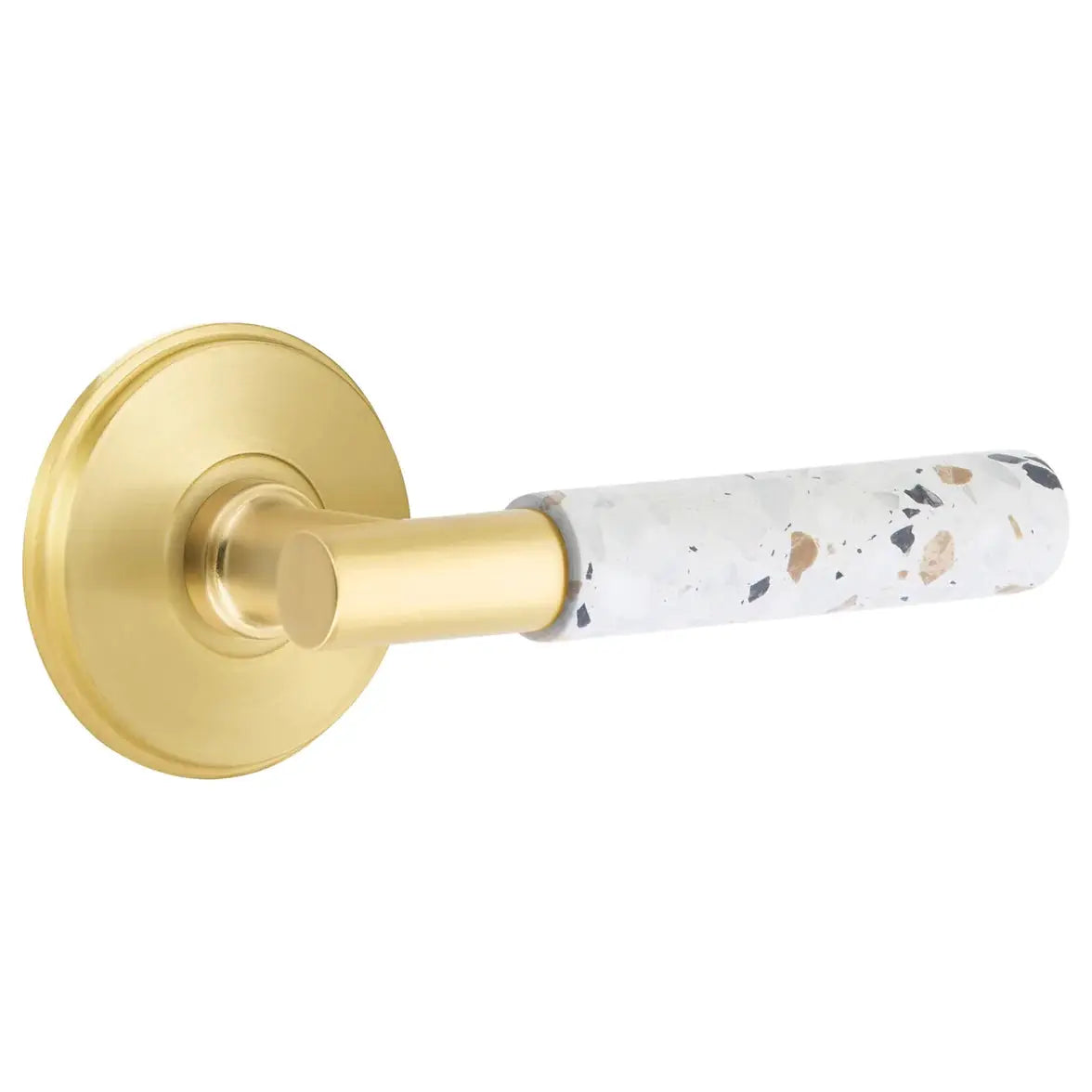 Emtek Light Terrazzo Lever with Watford Rosette and T-Bar Stem by Emtek