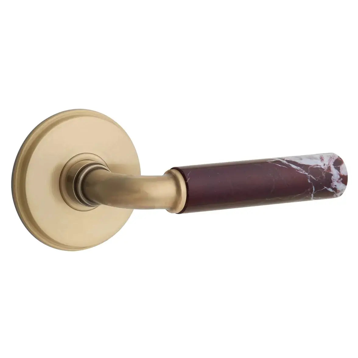 Emtek Rosso Levanto Marble Lever with Watford Rosette and R-Bar Stem by Emtek