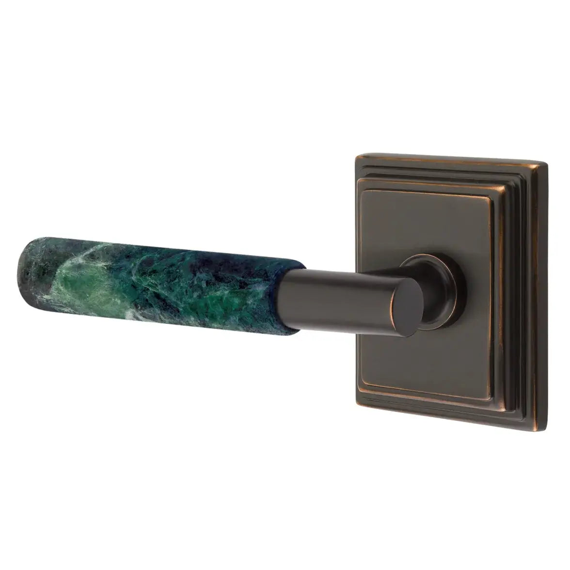 Emtek Green Marble Lever with Wilshire Rosette and T-Bar Stem by Emtek