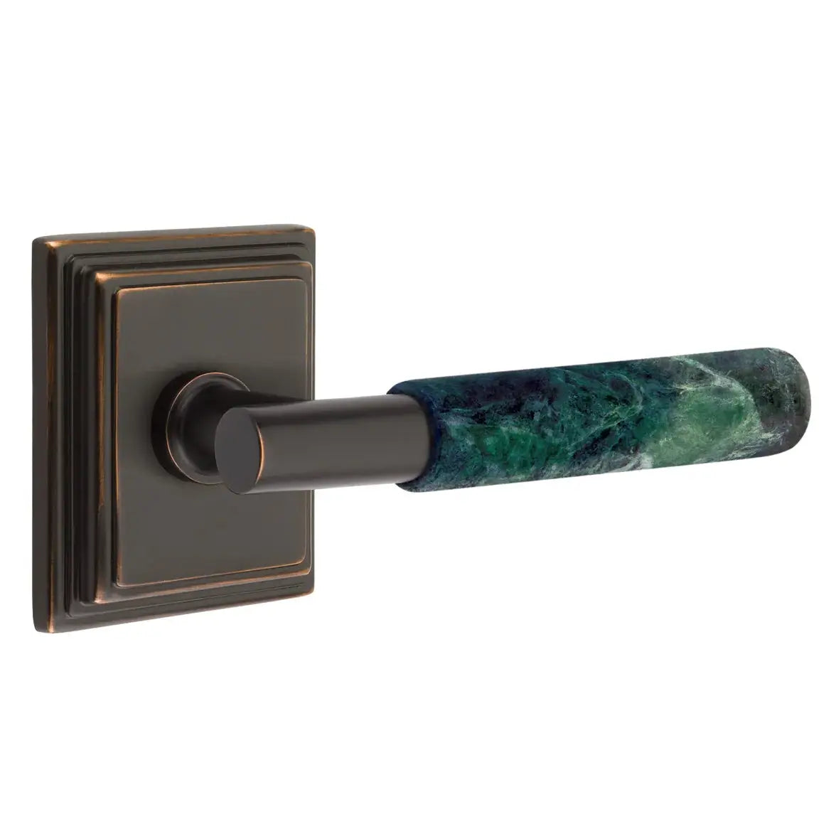 Emtek Green Marble Lever with Wilshire Rosette and T-Bar Stem by Emtek
