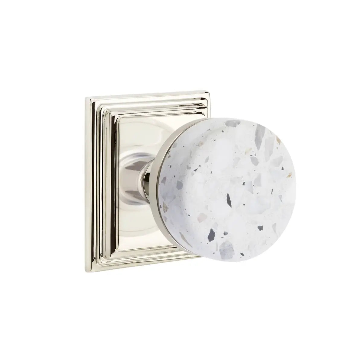 Emtek Light Terrazzo Knob with Wilshire Rosette and Conical Stem by Emtek