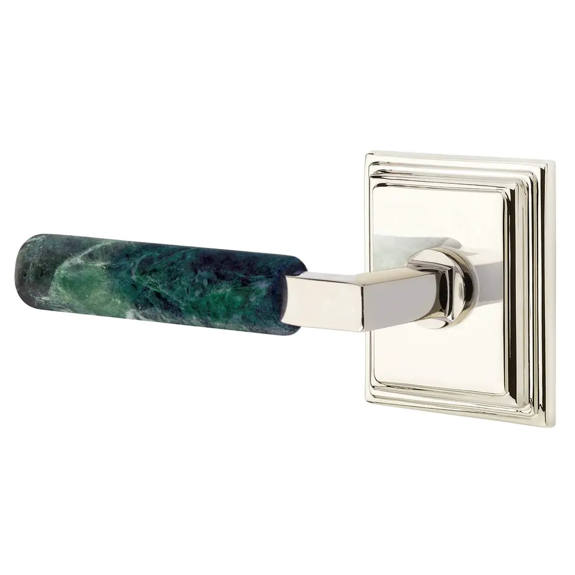 Emtek Green Marble Lever with Wilshire Rosette and L-Square Stem by Emtek
