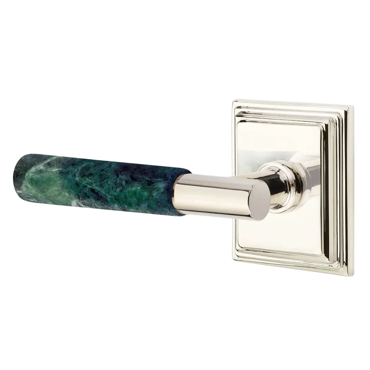 Emtek Green Marble Lever with Wilshire Rosette and T-Bar Stem by Emtek