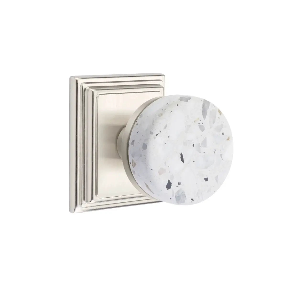 Emtek Light Terrazzo Knob with Wilshire Rosette and Conical Stem by Emtek