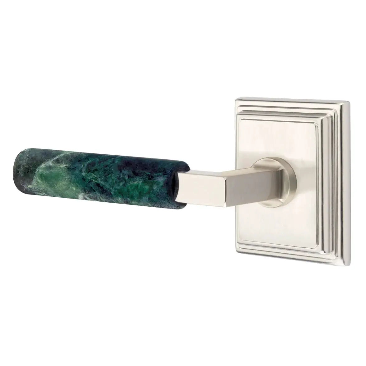 Emtek Green Marble Lever with Wilshire Rosette and L-Square Stem by Emtek