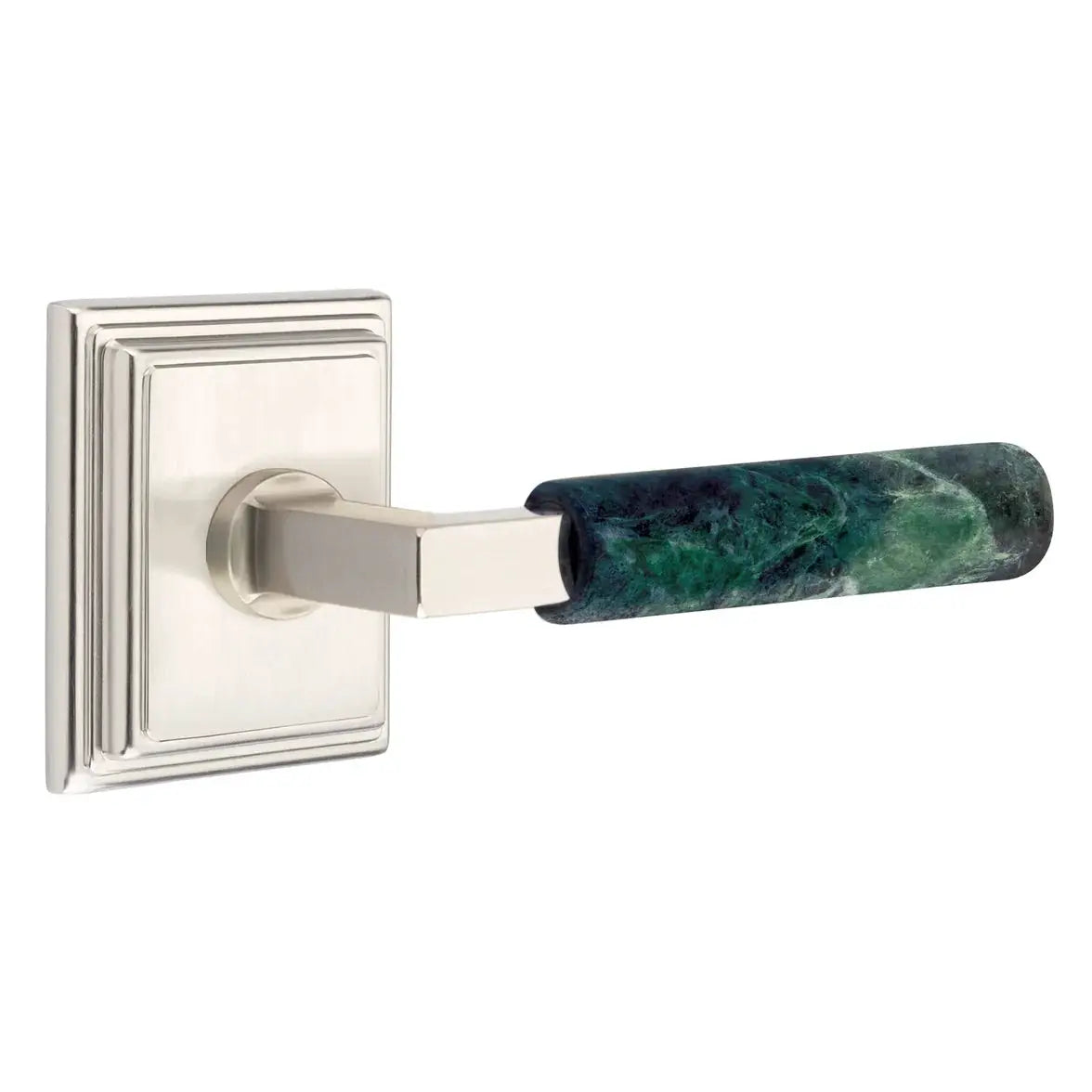 Emtek Green Marble Lever with Wilshire Rosette and L-Square Stem by Emtek