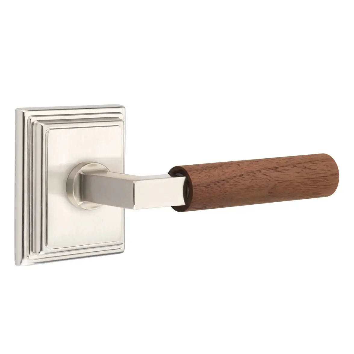 Emtek Walnut Lever with Wilshire Rosette and L-Square Stem by Emtek