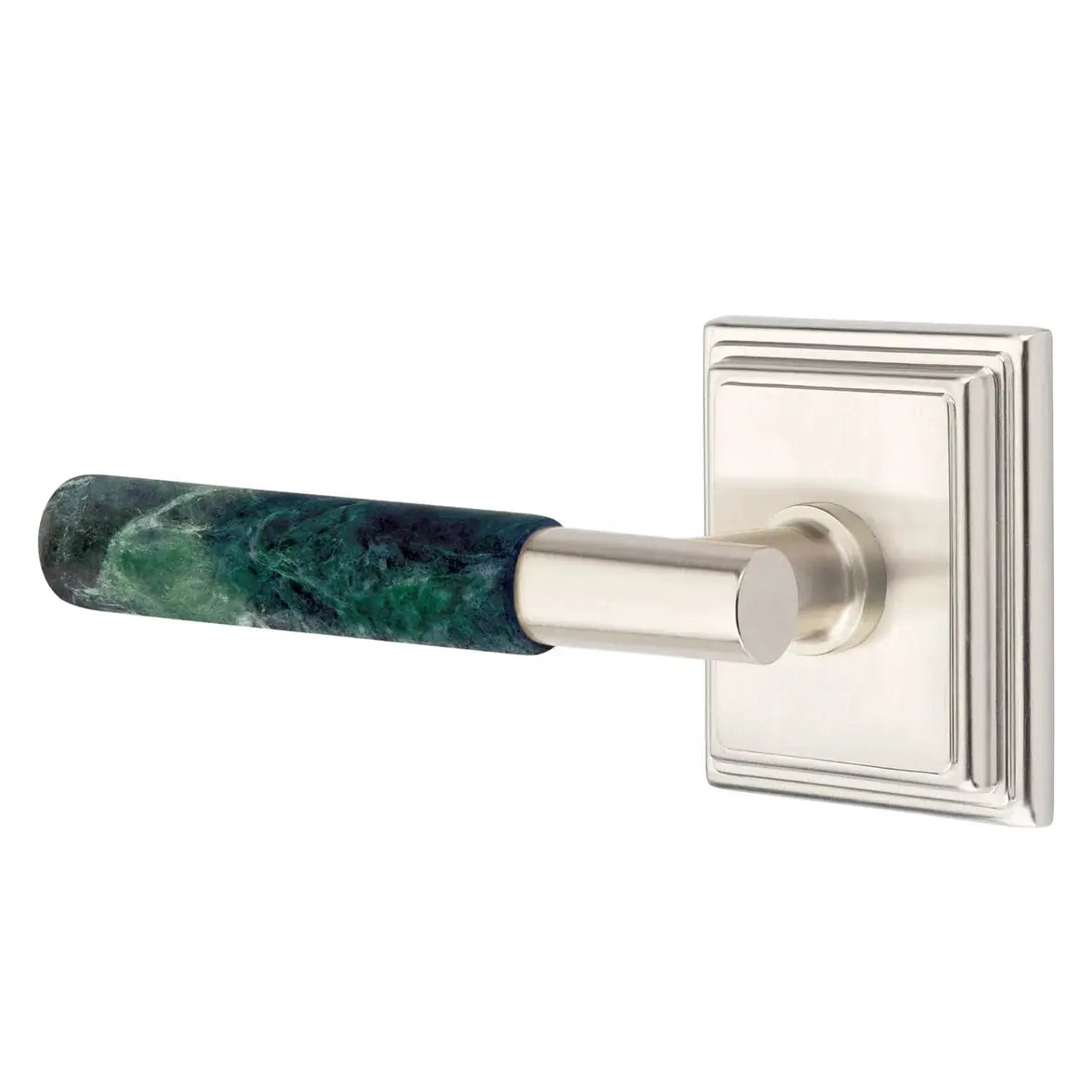 Emtek Green Marble Lever with Wilshire Rosette and T-Bar Stem by Emtek