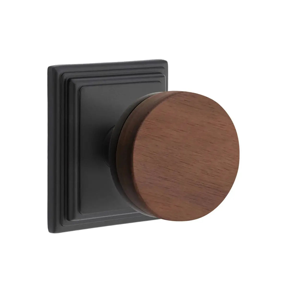 Emtek Walnut Knob with Wilshire Rosette and Conical Stem by Emtek