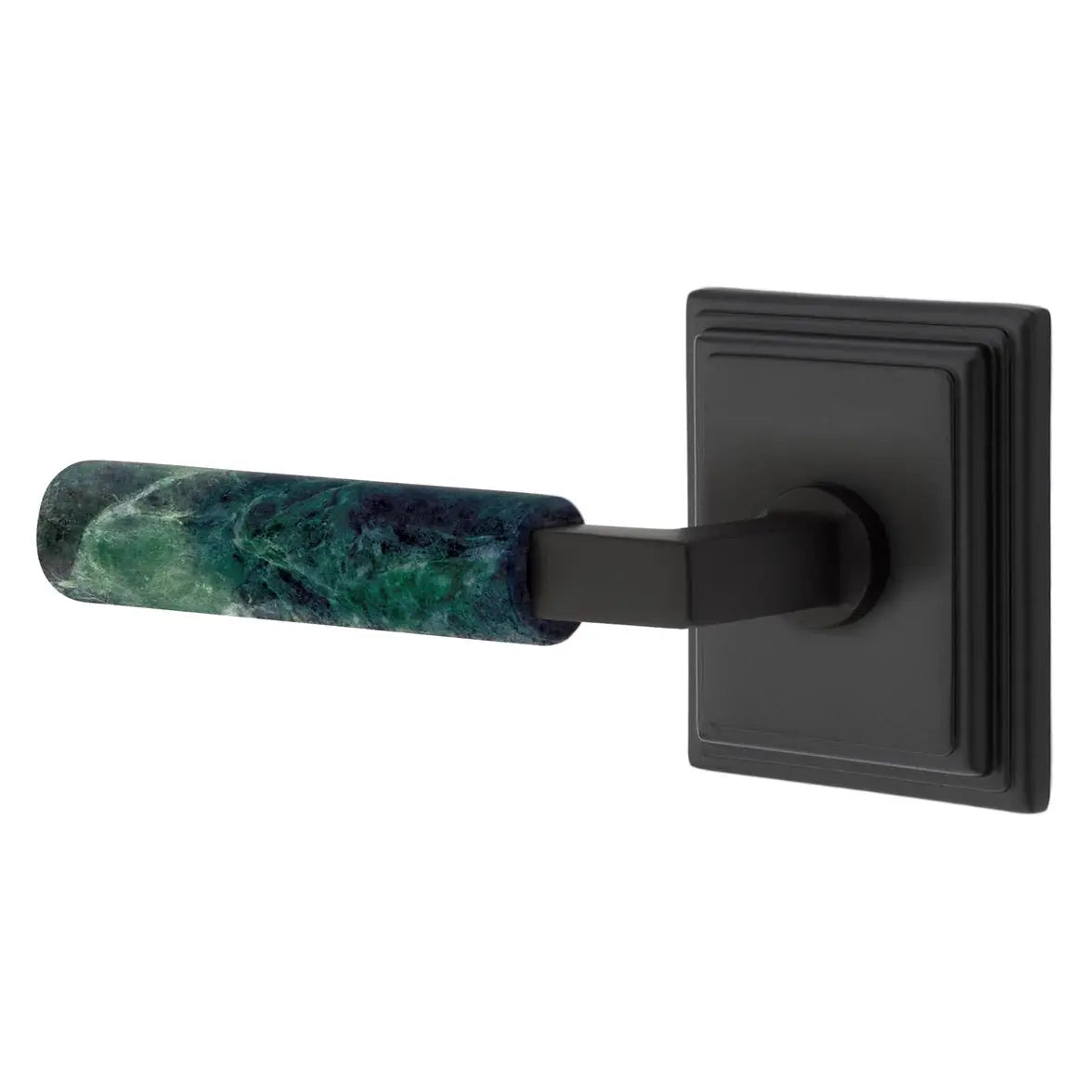 Emtek Green Marble Lever with Wilshire Rosette and L-Square Stem by Emtek