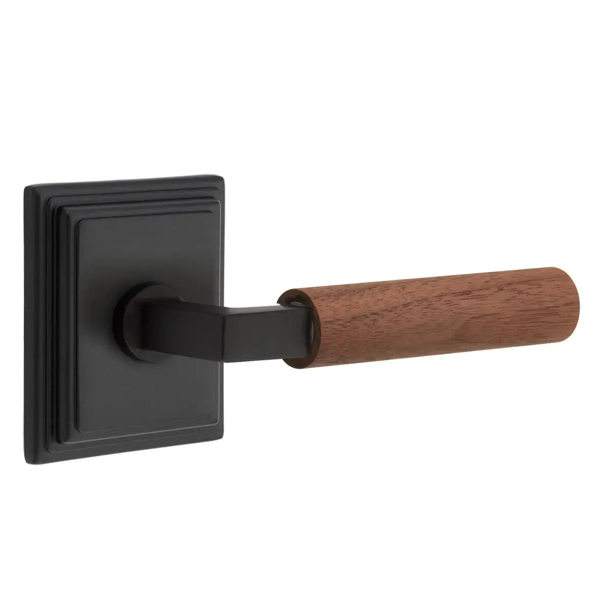 Emtek Walnut Lever with Wilshire Rosette and L-Square Stem by Emtek