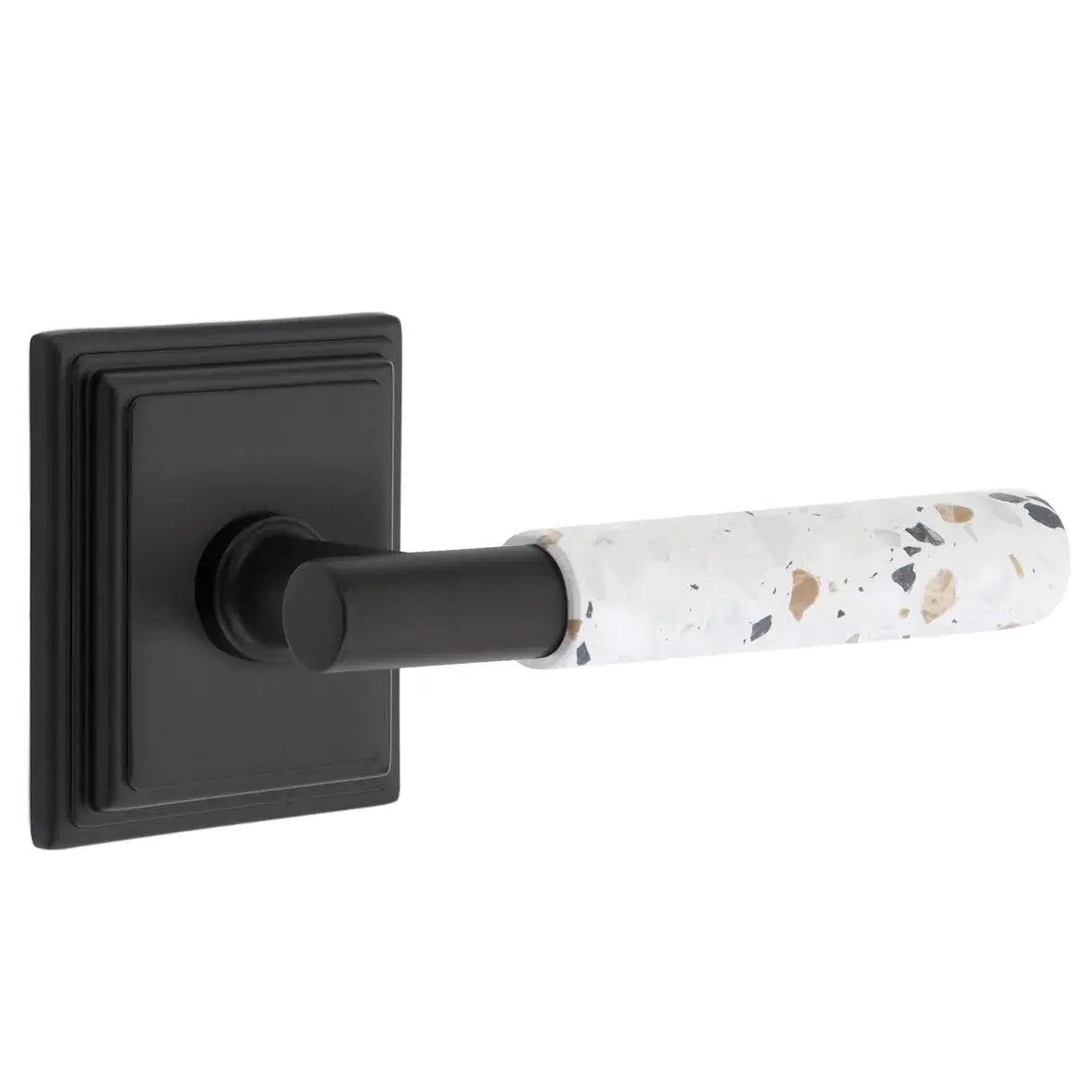 Emtek Light Terrazzo Lever with Wilshire Rosette and T-Bar Stem by Emtek