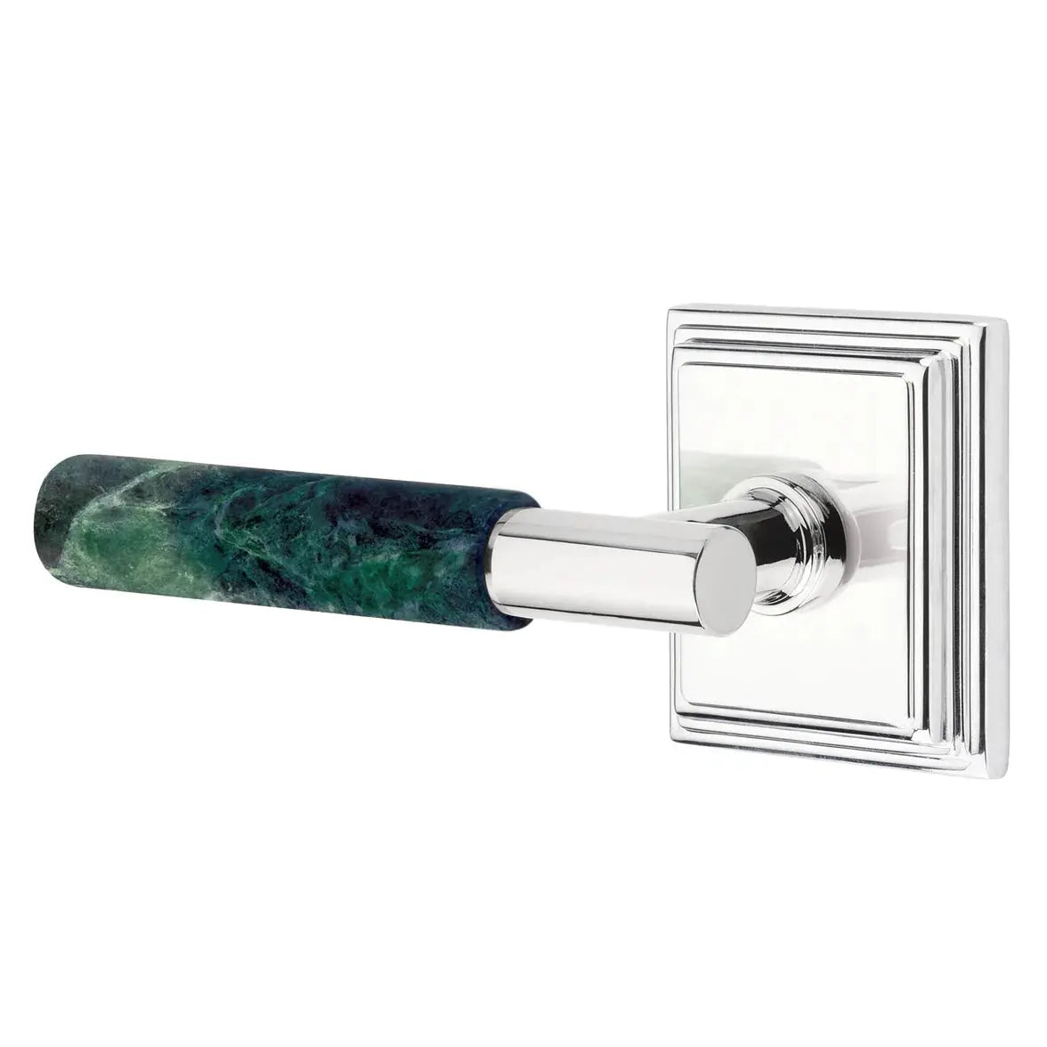 Emtek Green Marble Lever with Wilshire Rosette and T-Bar Stem by Emtek