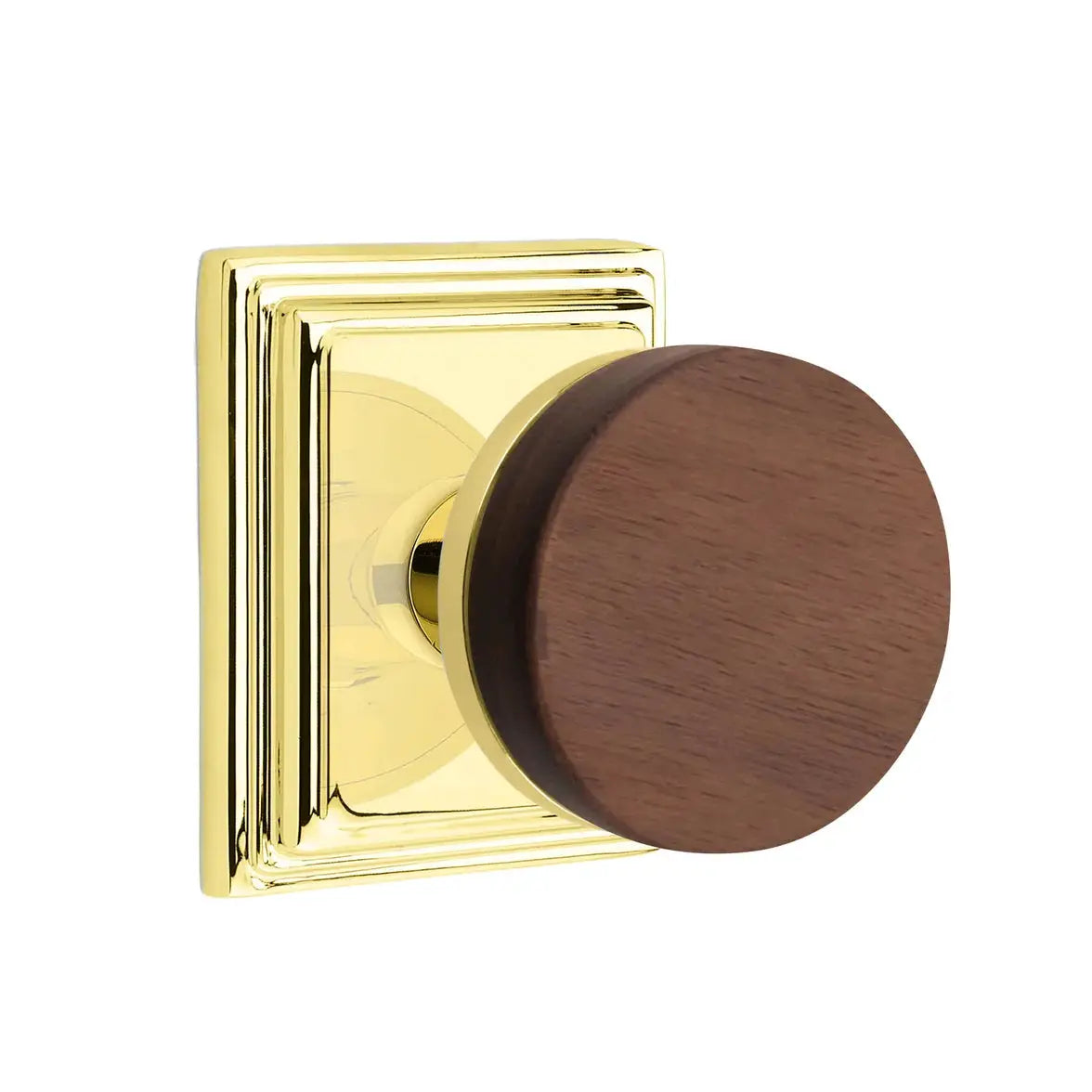 Emtek Walnut Knob with Wilshire Rosette and Conical Stem by Emtek