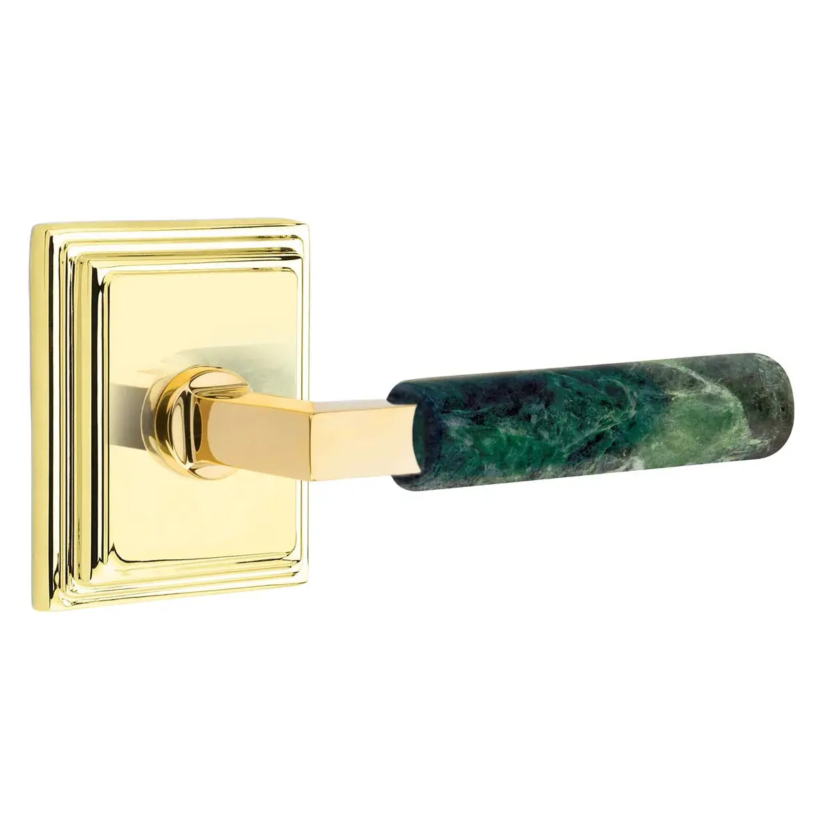 Emtek Green Marble Lever with Wilshire Rosette and L-Square Stem by Emtek