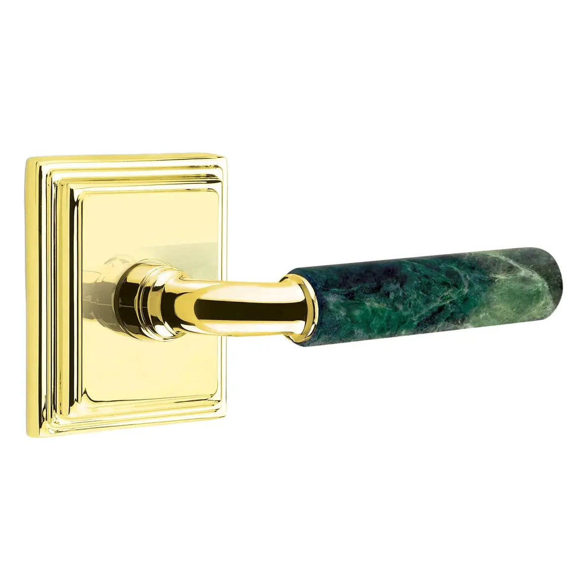 Emtek Green Marble Lever with Wilshire Rosette and R-Bar Stem by Emtek