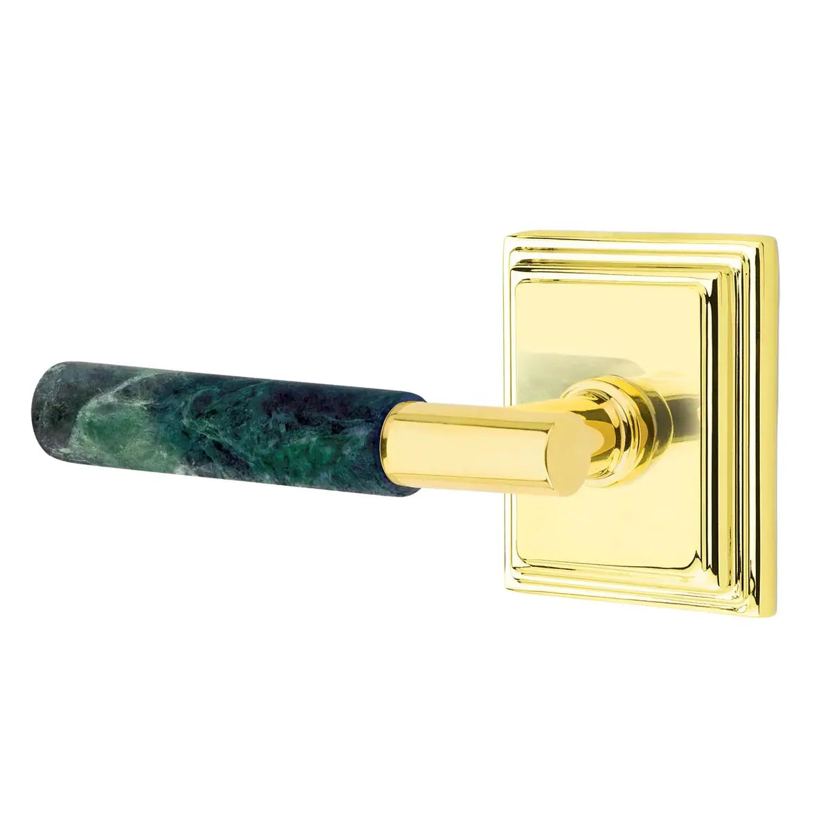 Emtek Green Marble Lever with Wilshire Rosette and T-Bar Stem by Emtek