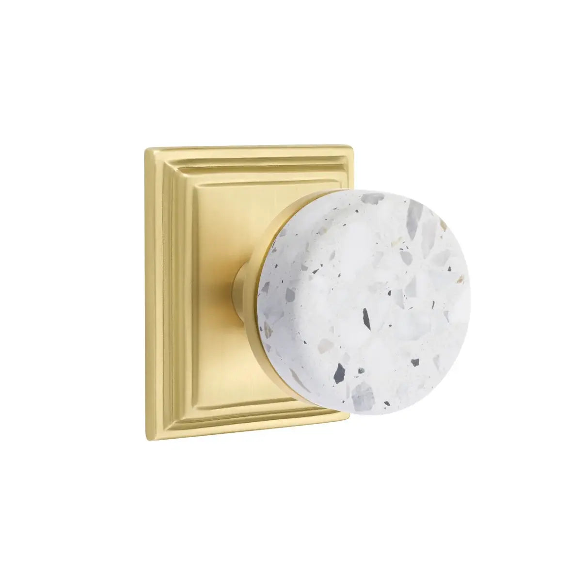 Emtek Light Terrazzo Knob with Wilshire Rosette and Conical Stem by Emtek