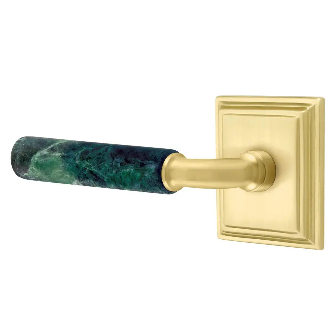 Emtek Green Marble Lever with Wilshire Rosette and R-Bar Stem by Emtek