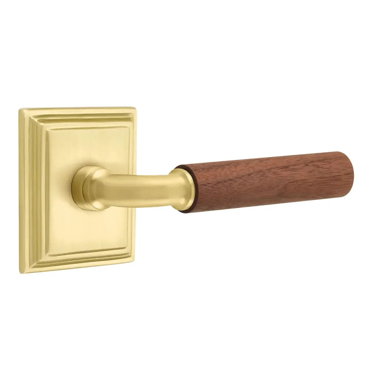 Emtek Walnut Lever with Wilshire Rosette and R-Bar Stem by Emtek