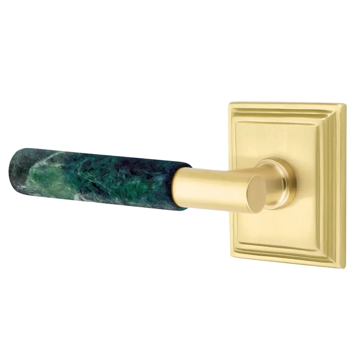 Emtek Green Marble Lever with Wilshire Rosette and T-Bar Stem by Emtek