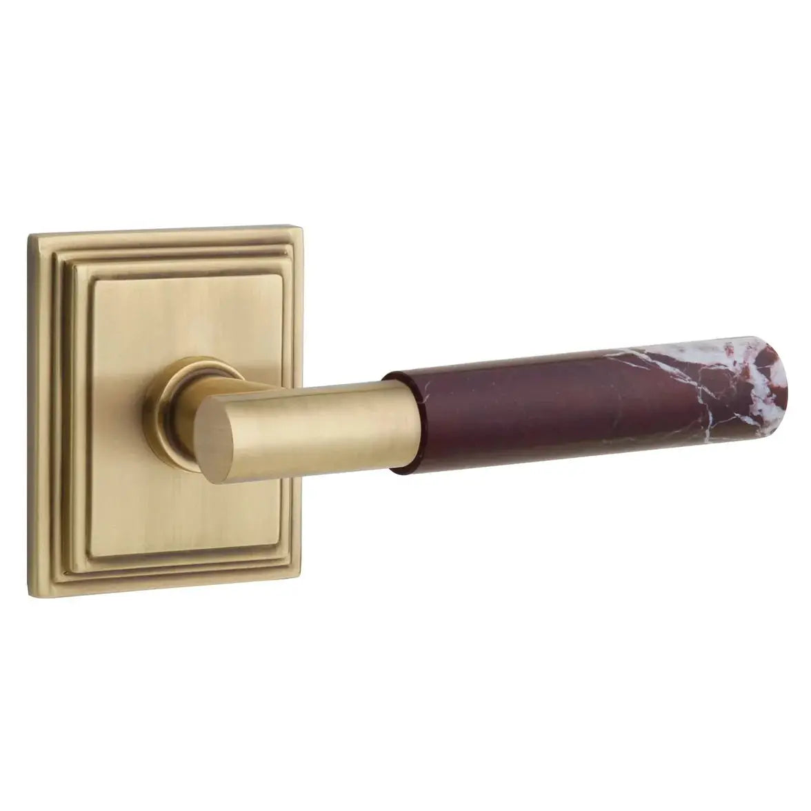 Emtek Rosso Levanto Marble Lever with Wilshire Rosette and T-Bar Stem by Emtek
