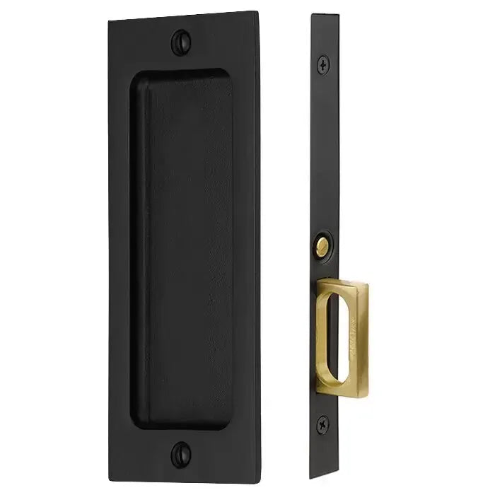 Emtek Sandcast Bronze Rustic Modern Rectangular Pocket Door Mortise Lock by Emtek