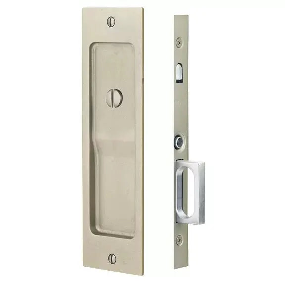 Emtek Sandcast Bronze Rustic Modern Rectangular Pocket Door Mortise Lock by Emtek