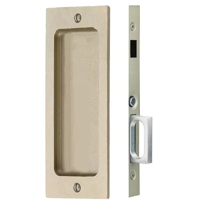 Emtek Sandcast Bronze Rustic Modern Rectangular Pocket Door Mortise Lock by Emtek