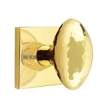 Emtek Hammered Egg Door Knob and Square Rose by Emtek