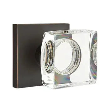 Emtek Modern Square Glass Door Knob with Square Rose by Emtek