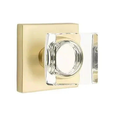 Emtek Modern Square Glass Door Knob with Square Rose by Emtek