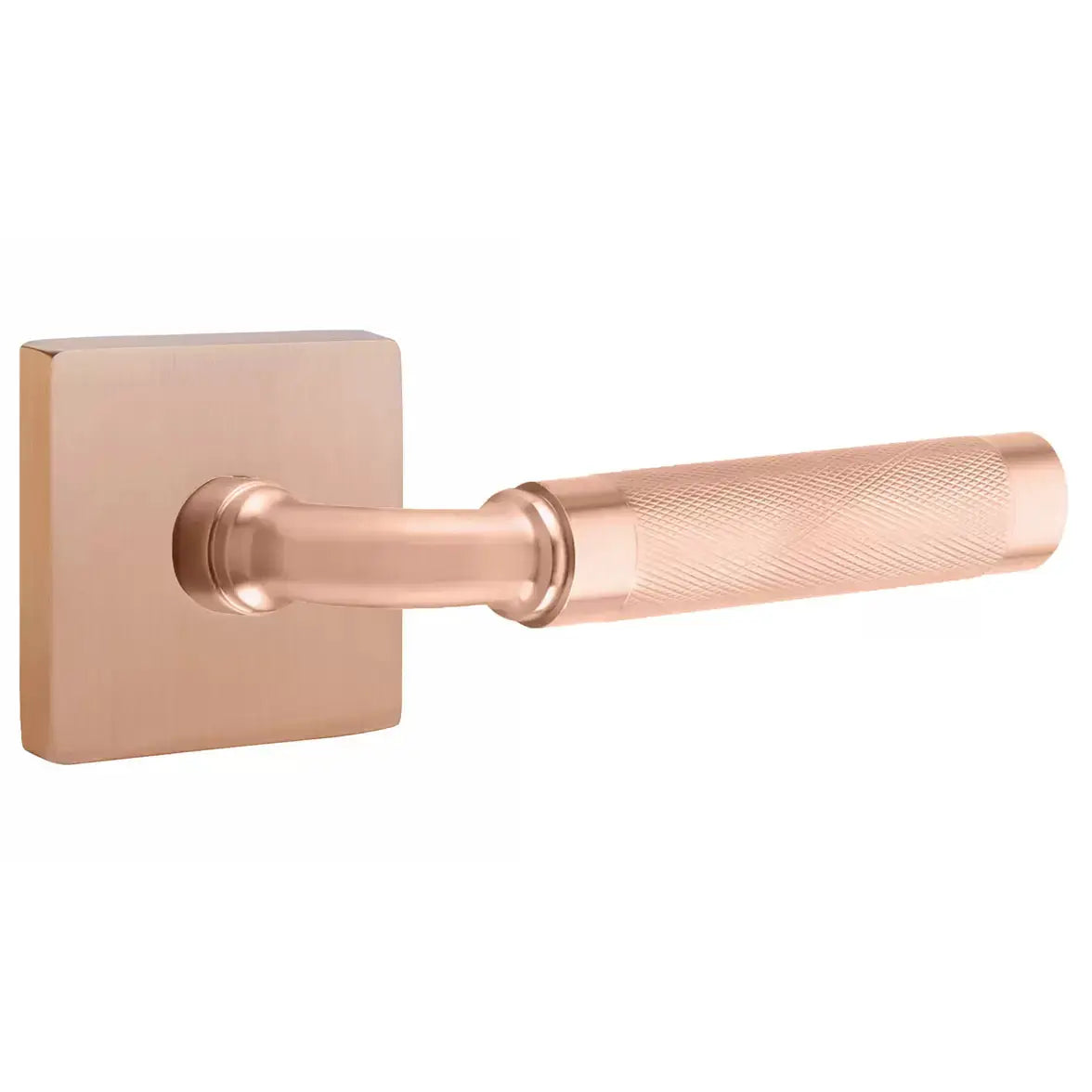 Emtek Knurled Lever with R-Bar Stem and Square Rose by Emtek