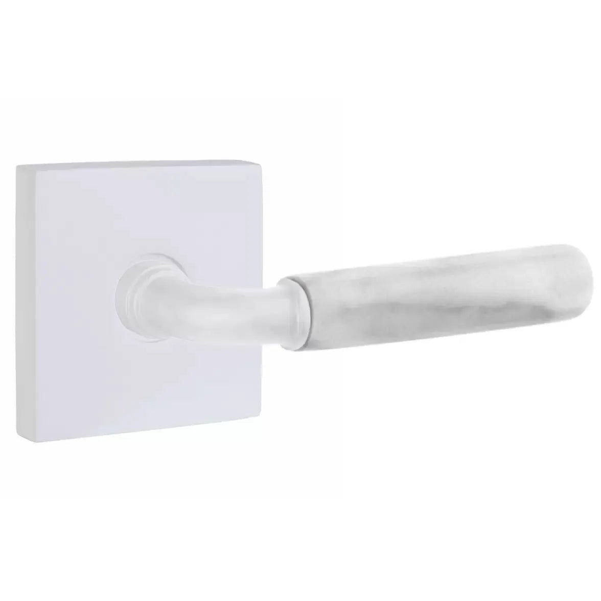 Emtek White Marble Lever with R-Bar Stem and Square Rose by Emtek