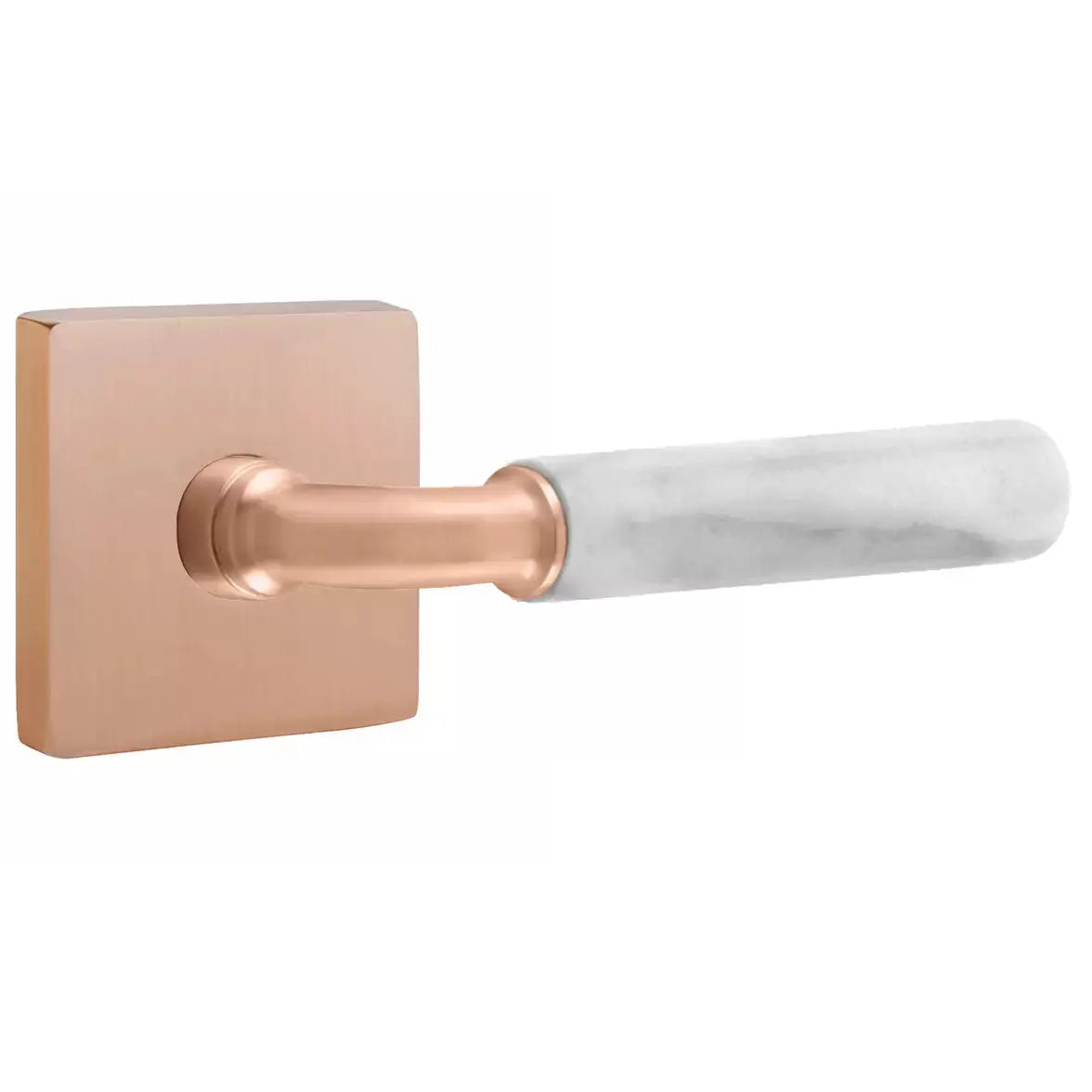 Emtek White Marble Lever with R-Bar Stem and Square Rose by Emtek