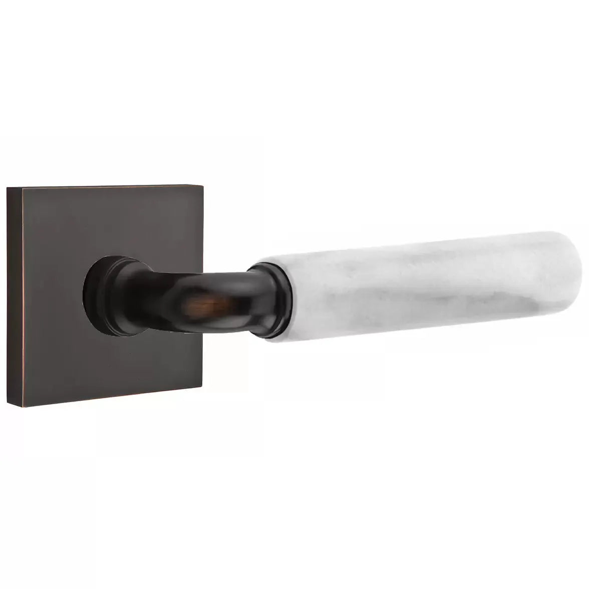 Emtek White Marble Lever with R-Bar Stem and Square Rose by Emtek