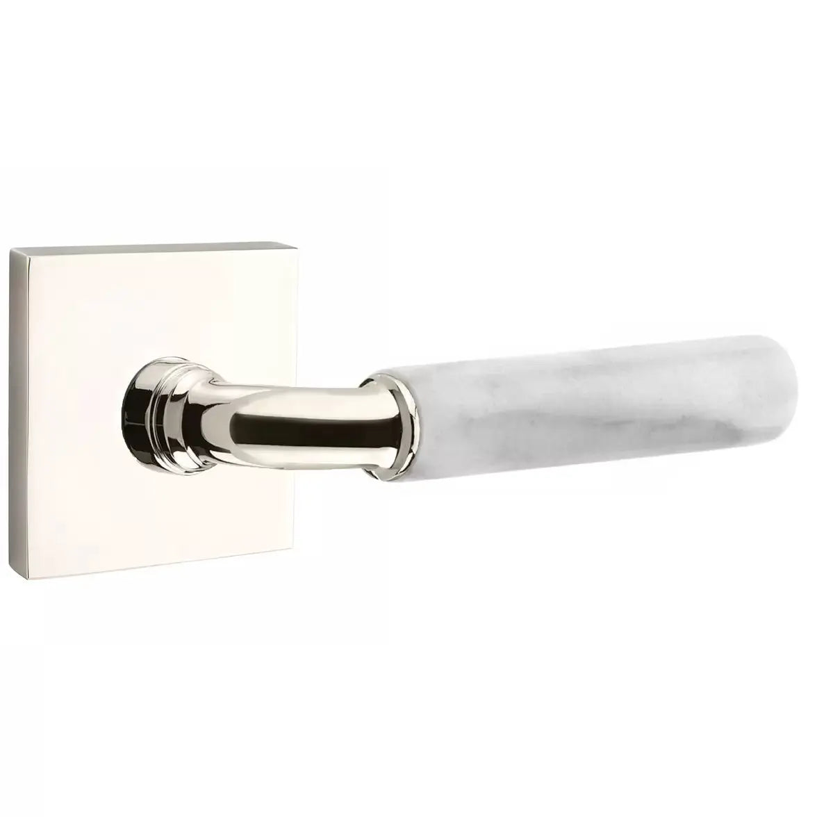 Emtek White Marble Lever with R-Bar Stem and Square Rose by Emtek