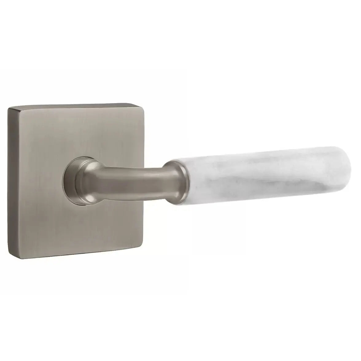 Emtek White Marble Lever with R-Bar Stem and Square Rose by Emtek