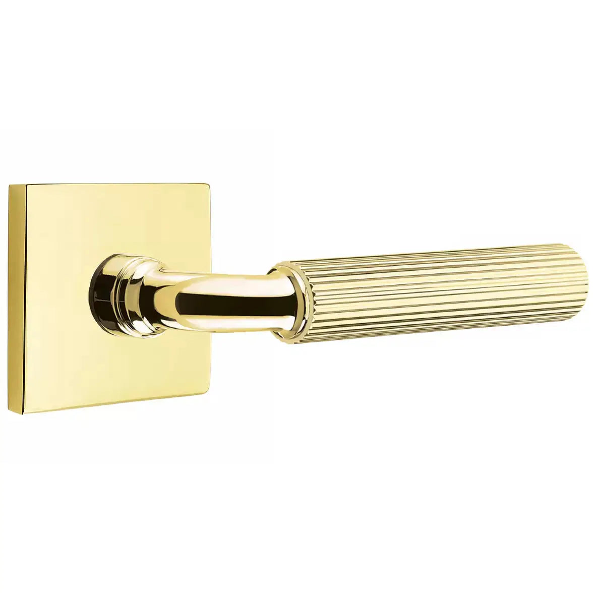 Emtek Straight Knurled Lever with R-Bar Stem and Square Rose by Emtek