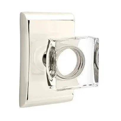 Emtek Modern Square Glass Door Knob with Neos Rose by Emtek
