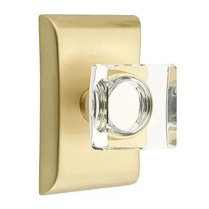 Emtek Modern Square Glass Door Knob with Neos Rose by Emtek