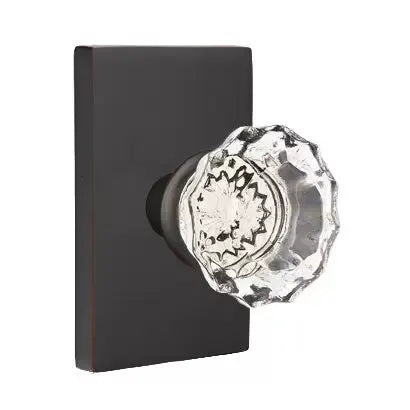 Emtek Astoria Door Knob with Modern Rectangular Rose by Emtek