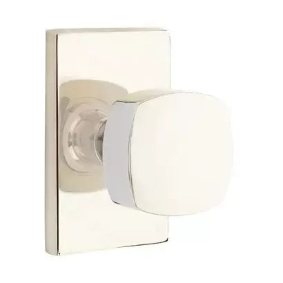 Emtek Freestone Door Knob with Modern Rectangular Rose by Emtek