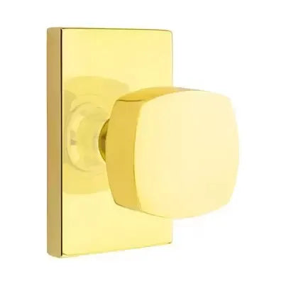 Emtek Freestone Door Knob with Modern Rectangular Rose by Emtek