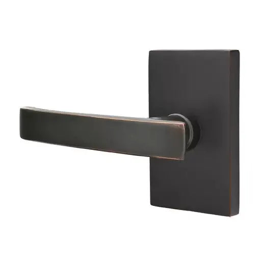 Emtek Geneva Door Lever with Modern Rectangular Rose by Emtek