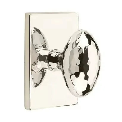 Emtek Hammered Egg Door Knob and Modern Rectangular Rose by Emtek