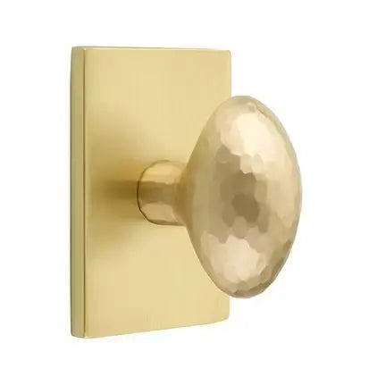 Emtek Hammered Egg Door Knob and Modern Rectangular Rose by Emtek