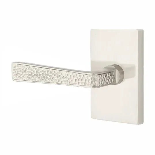 Emtek Hammered Door Lever with Modern Rectangular Rose by Emtek